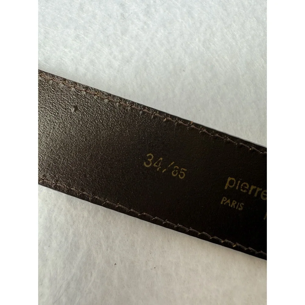 Pierre Cardin Full-Grain Brown Leather Dress Belt‎ Size 32 Gold Buckle